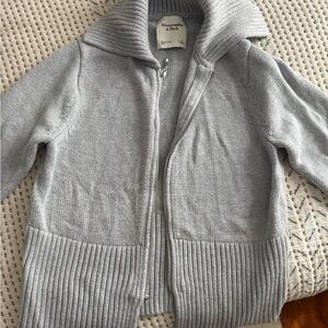 Abercrombie & Fitch Double Zipper Light Blue Knit Sweater